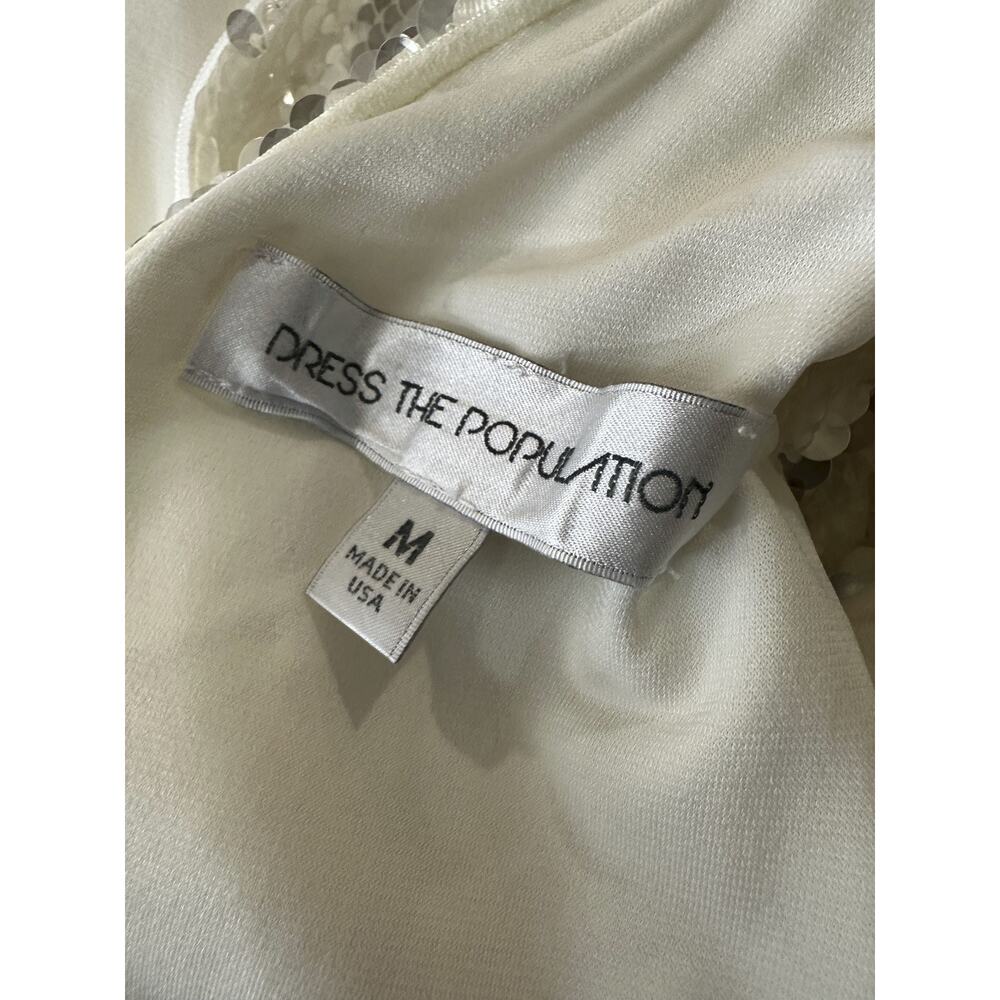 Dress the Population Sequin Tabitha Body Con Sheath Mini Dress Ivory Size Medium - Picture 6 of 13